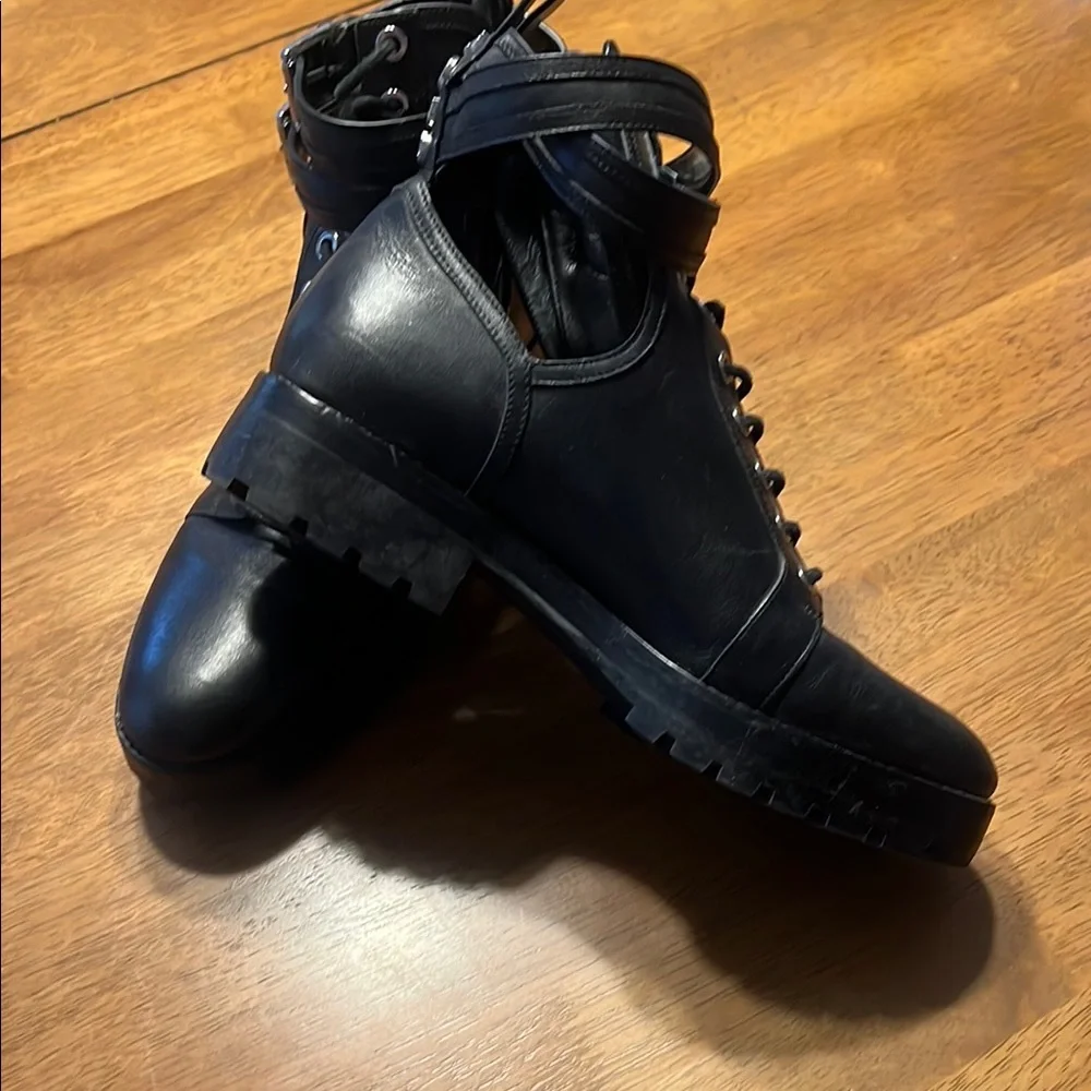 Michael Kors Black Lace Up Boots with Matte Finish - Picture 2 of 4